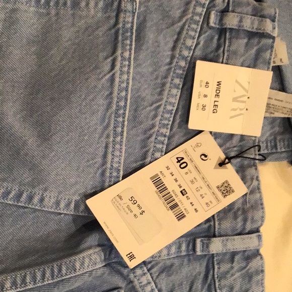New and Beautiful Zara Blue Jean. ( Wide leg , size 8) - Picture 2 of 4